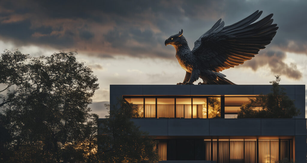 Header Image, Griffin on a house protecting it guarding it representing the HOA and CPA Firm